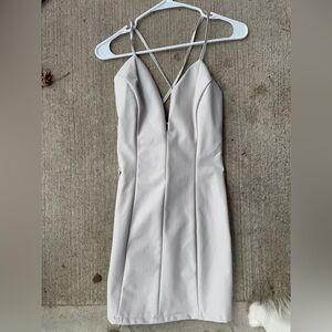 White faux leather mini bodycon dress